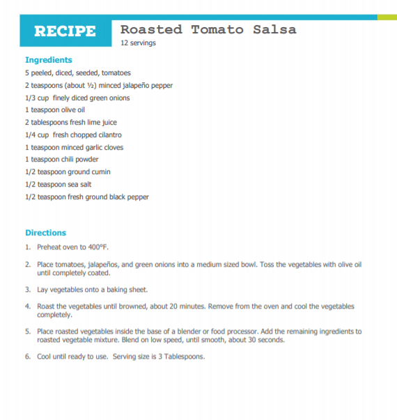 Roasted Tomato Salsa Morrison Healthcare