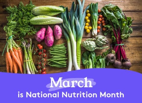 Vegetables for National Nutrition Month including asparagus, beets, lettuce, tomatoes, carrots, leeks