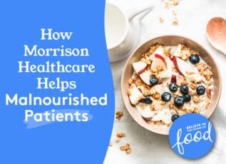 Yogurt bowl with blueberries, granola, and red apple slices from Morrison Healthcare helps malnourished patients