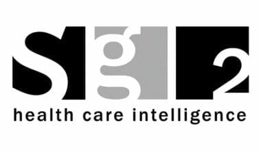 Sg2 health care intelligence logo in black and gray on white background