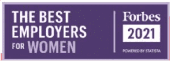 Forbes 2021 Best Employers for Women award logo powered by Statista