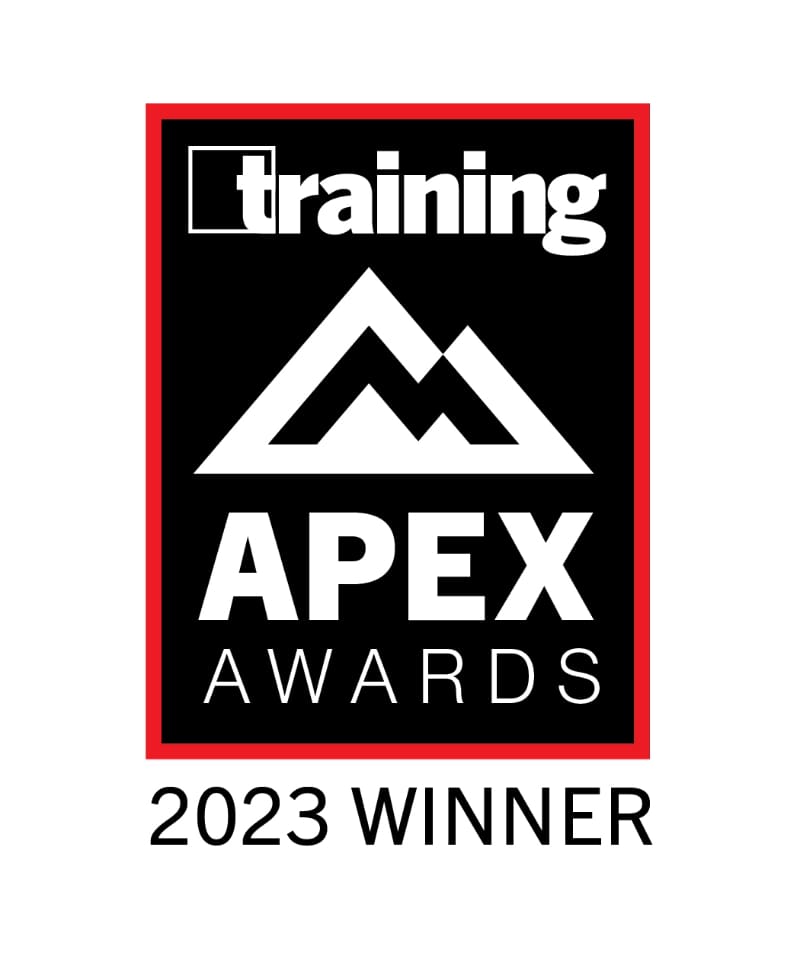 Training APEX Awards 2023 Winner logo on black and red background