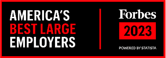 Forbes 2023 America's Best Large Employers logo banner powered by Statista