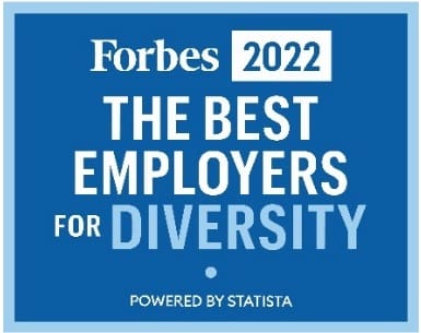 Forbes 2022 The Best Employers for Diversity award logo powered by Statista