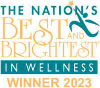 The Nation's Best and Brightest in Wellness Winner 2023 text with star icon