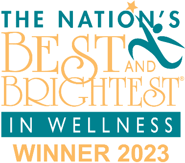 The Nation's Best and Brightest in Wellness Winner 2023 text with star icon
