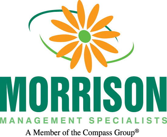 Morrison Management Specialists logo with orange flower and green text on white background