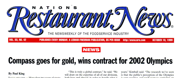 Compass goes for gold, wins contract for 2002 Olympics - Nation's Restaurant News headline