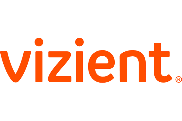 Vizient logo in orange text on white background