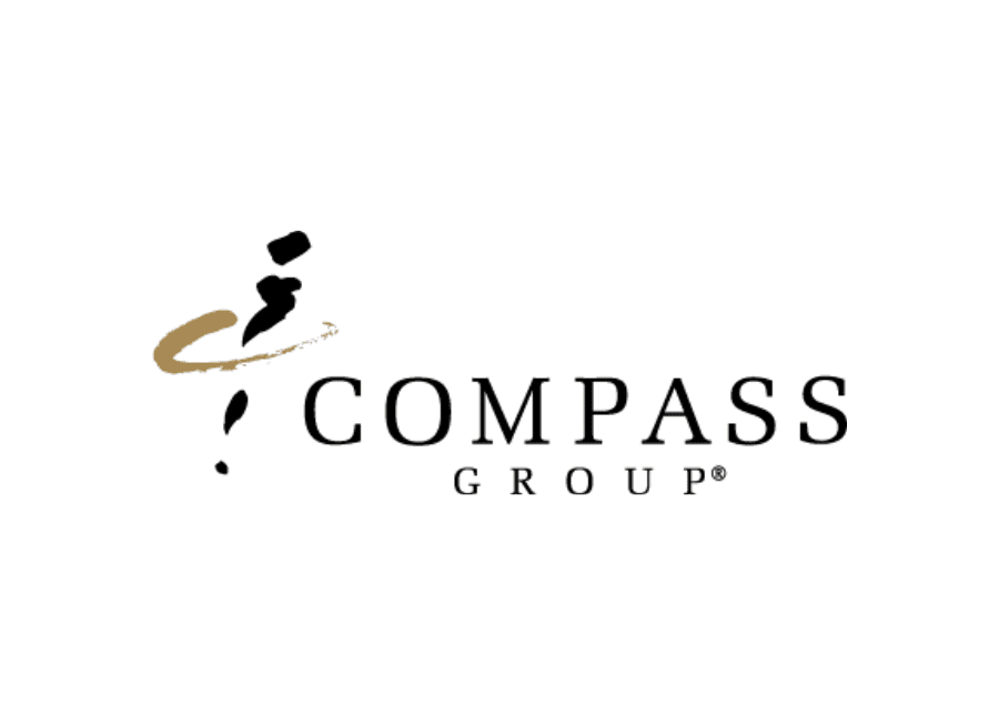 Compass Group logo on white background with brush stroke accents