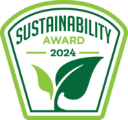 Morrison Healthcare Sustainability Award 2024 logo with green leaf and shield emblem